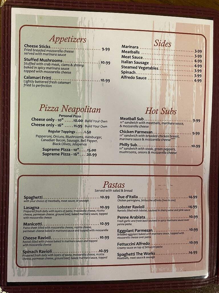Roma's Italian Restaurant - Jefferson, TX menu_pic