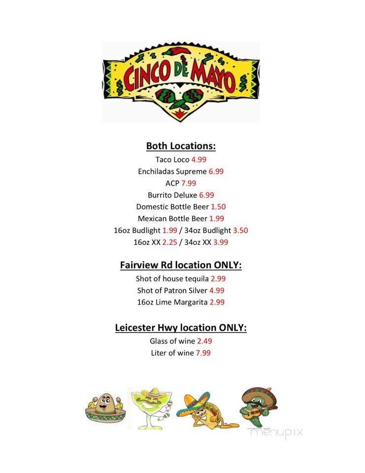Ay Caramba Mexican Grill & Bar - Asheville, NC menu_pic