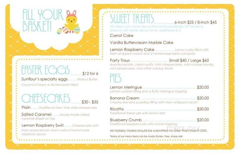 Sunflour Bakeshop - Mount Laurel, NJ menu_pic
