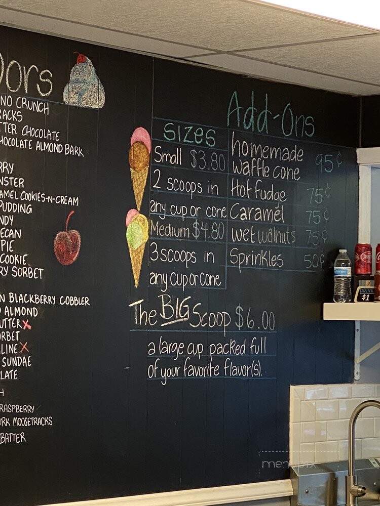 Ozzie's Ice Cream - Greensboro, NC menu_pic