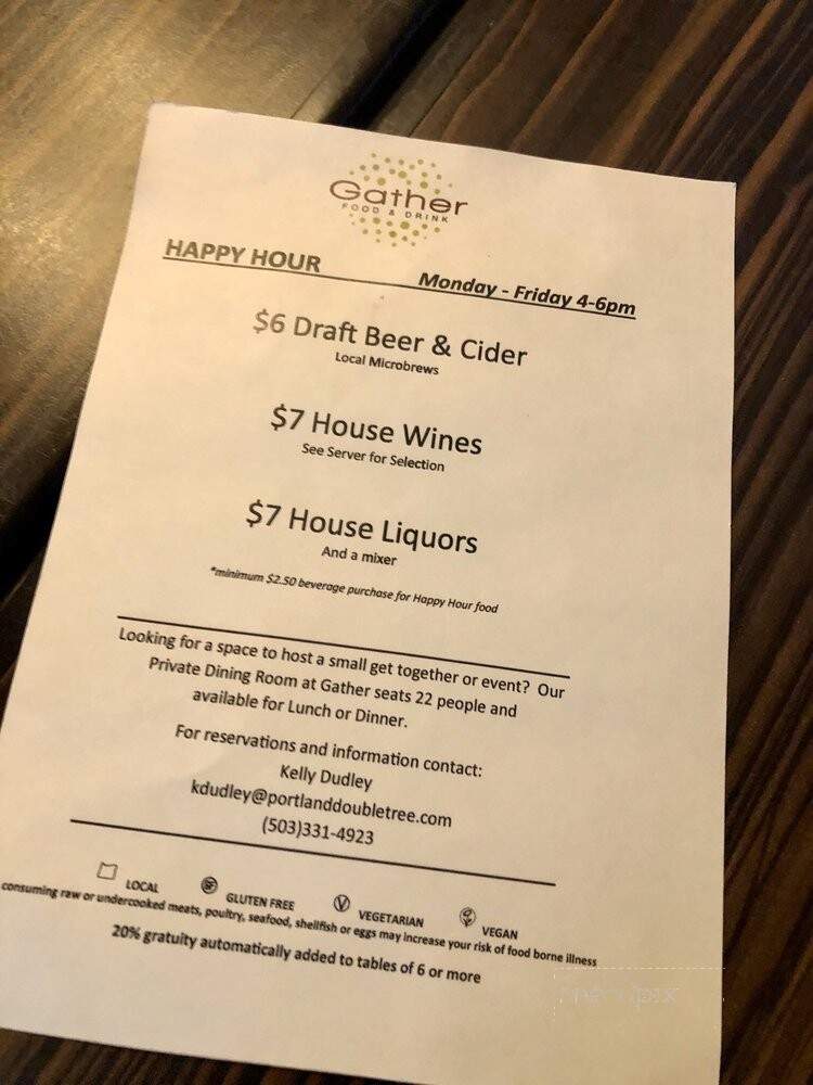 Gather Food & Drink - Portland, OR menu_pic