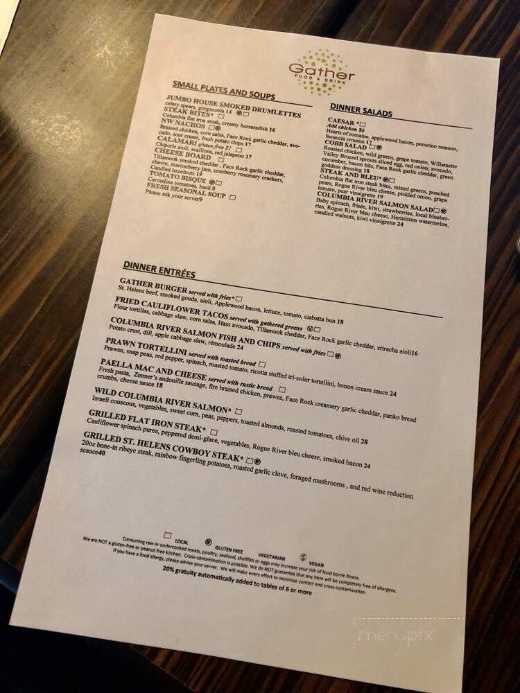 Gather Food & Drink - Portland, OR menu_pic