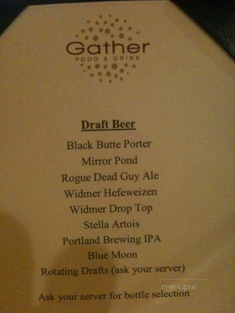 Gather Food & Drink - Portland, OR menu_pic