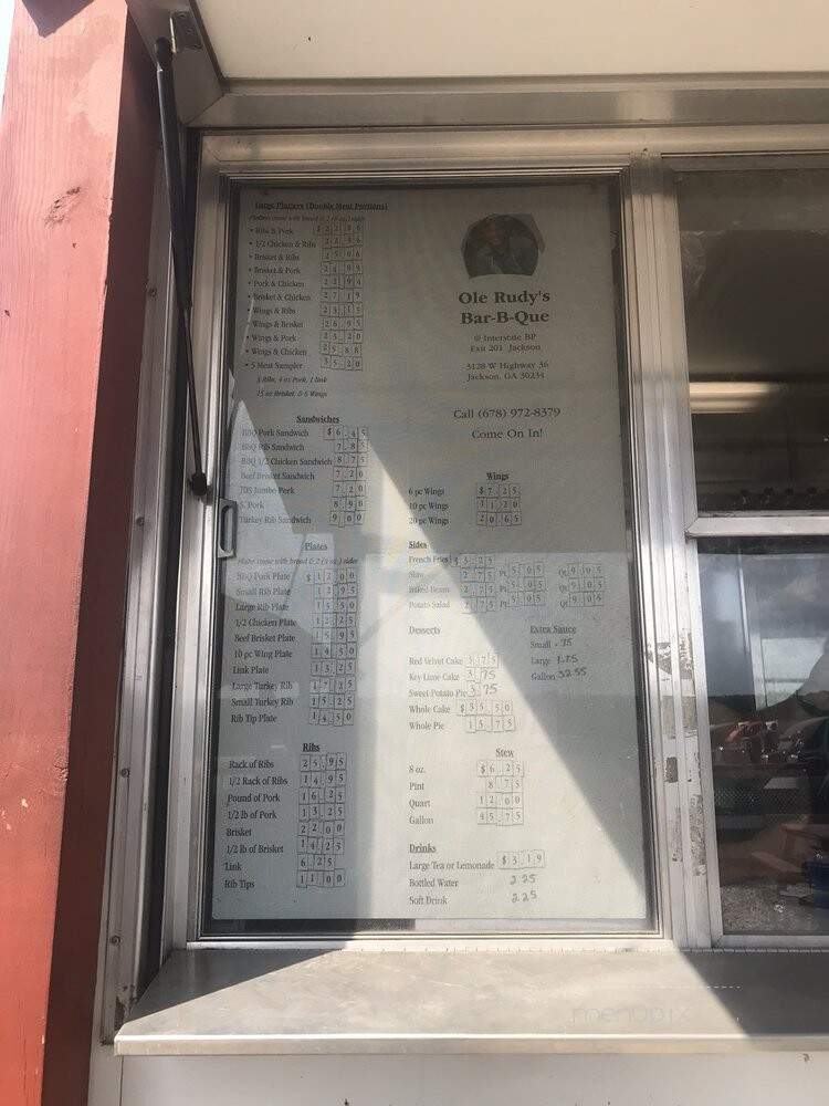 Ole Rudy's Bar-B-Que - Jackson, GA menu_pic