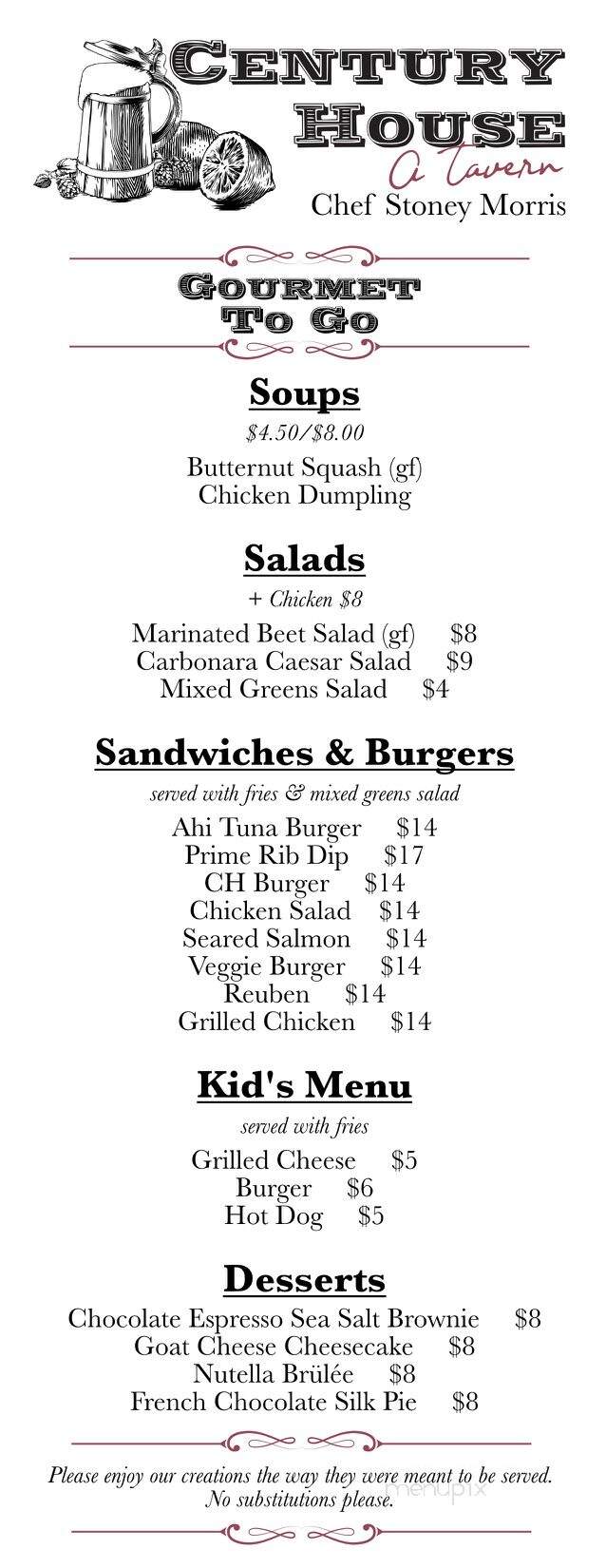 Century House Tavern - Woodstock, GA menu_pic