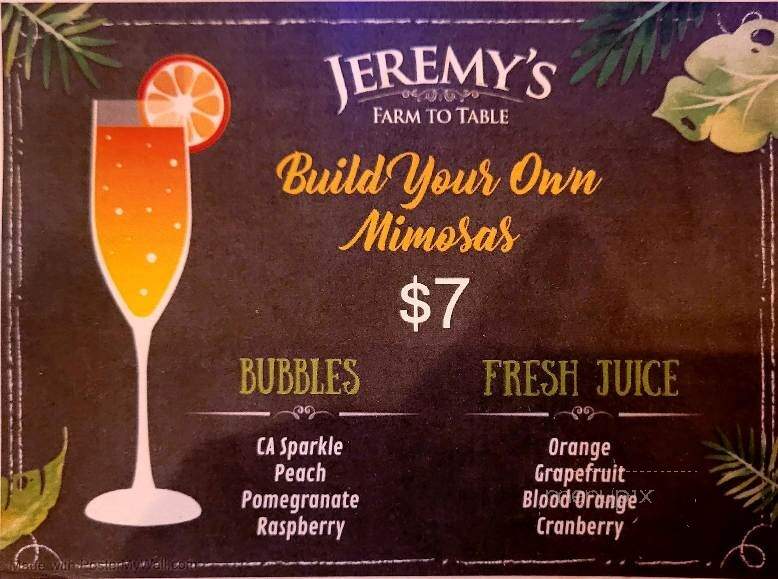 Jeremy's Farm to Table - Chehalis, WA menu_pic