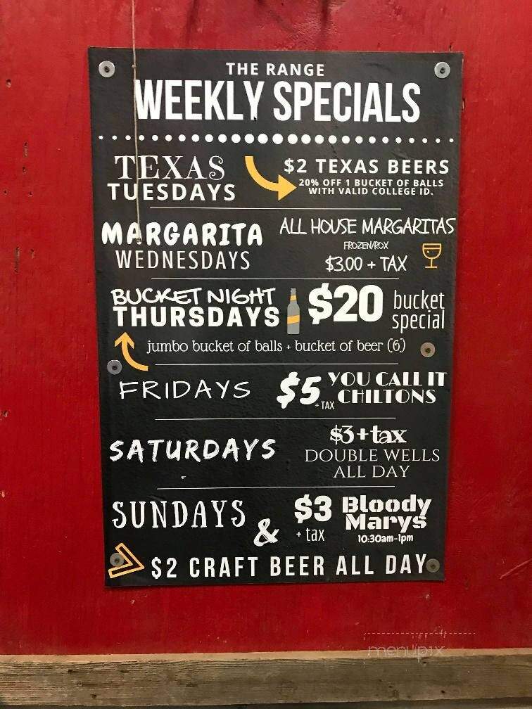 the Range - Lubbock, TX menu_pic