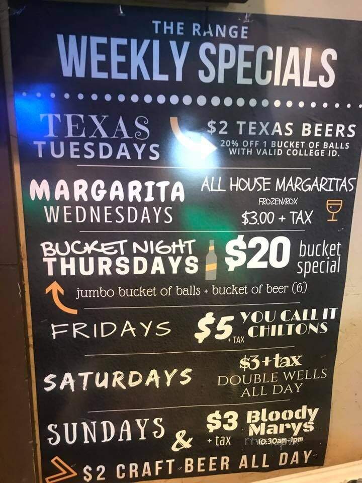 the Range - Lubbock, TX menu_pic
