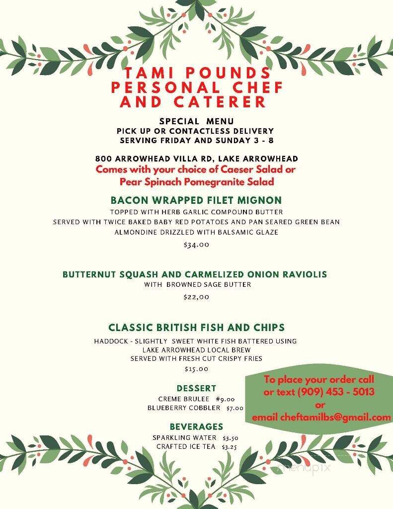 Tudor House - Lake Arrowhead, CA menu_pic