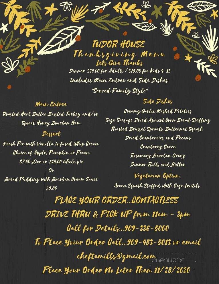 Tudor House - Lake Arrowhead, CA menu_pic