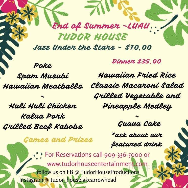Tudor House - Lake Arrowhead, CA menu_pic