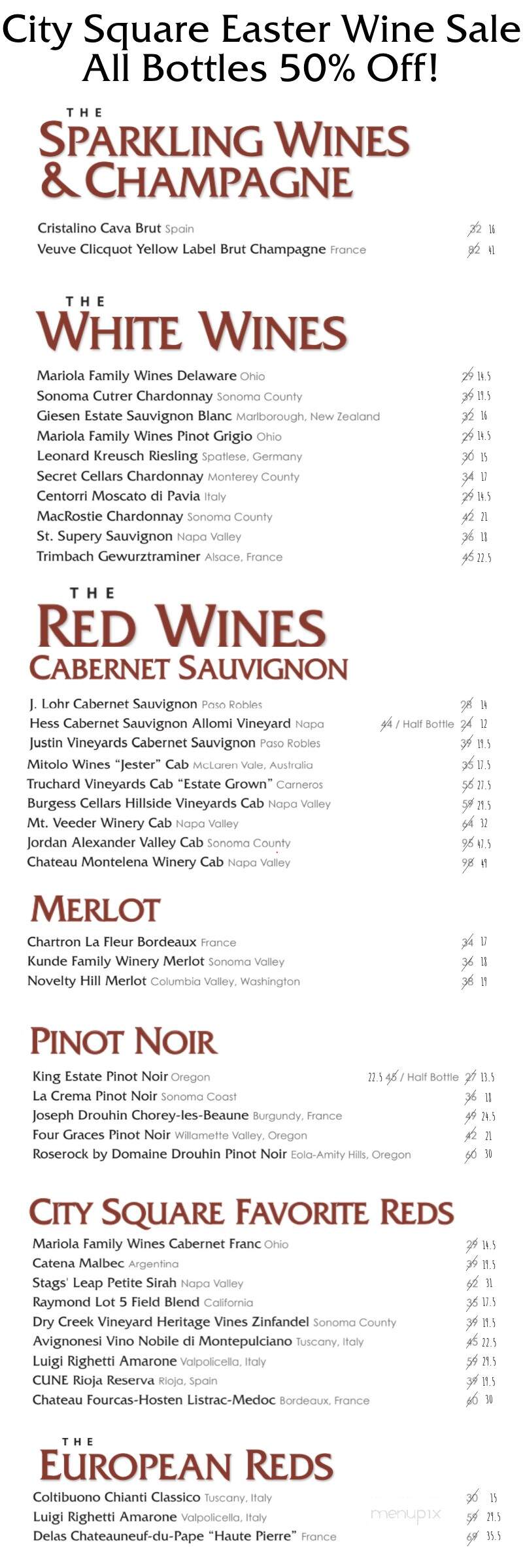 City Square Steakhouse - Wooster, OH menu_pic
