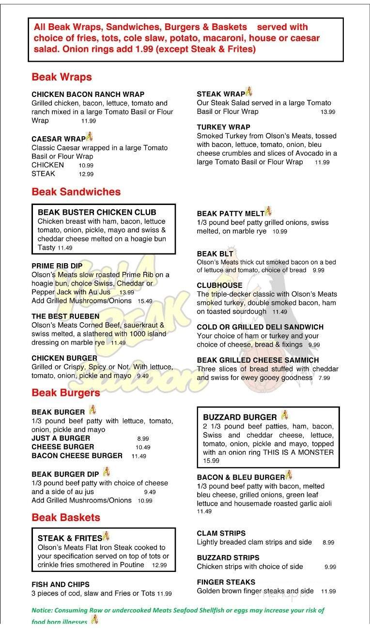 Yella Beak Saloon - Enumclaw, WA menu_pic