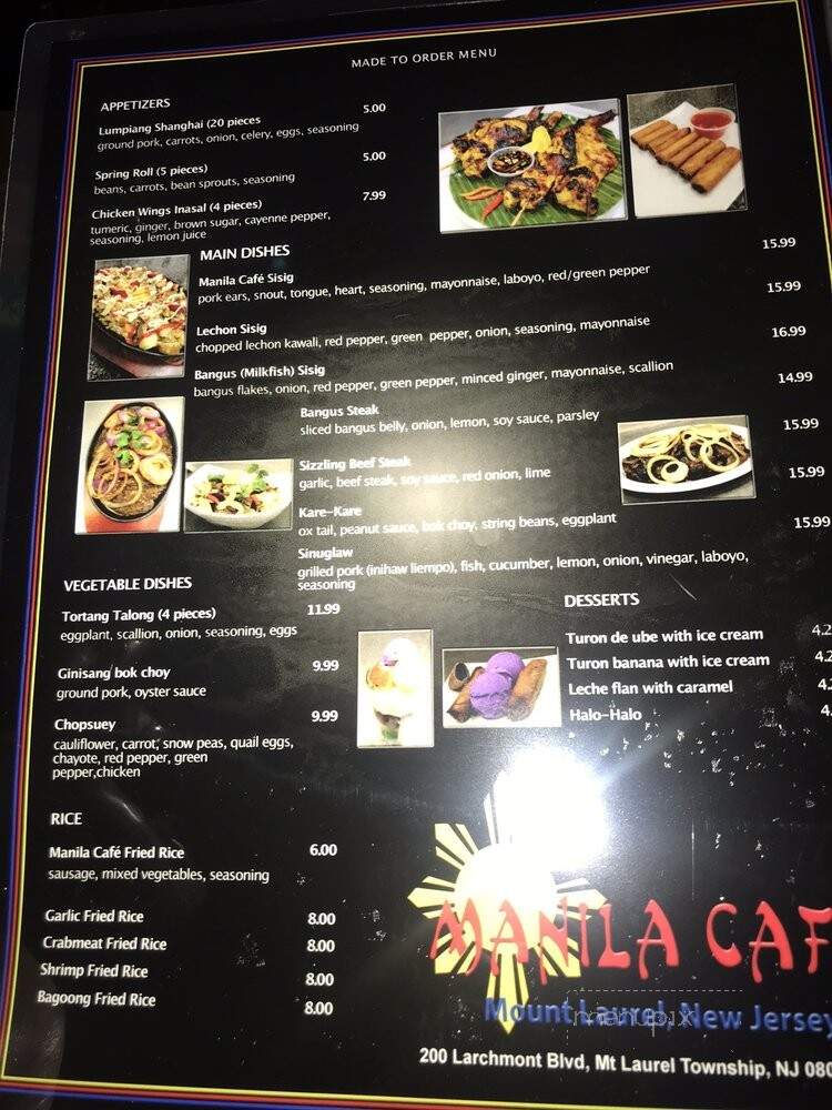 Manila Cafe - Mount Laurel, NJ menu_pic