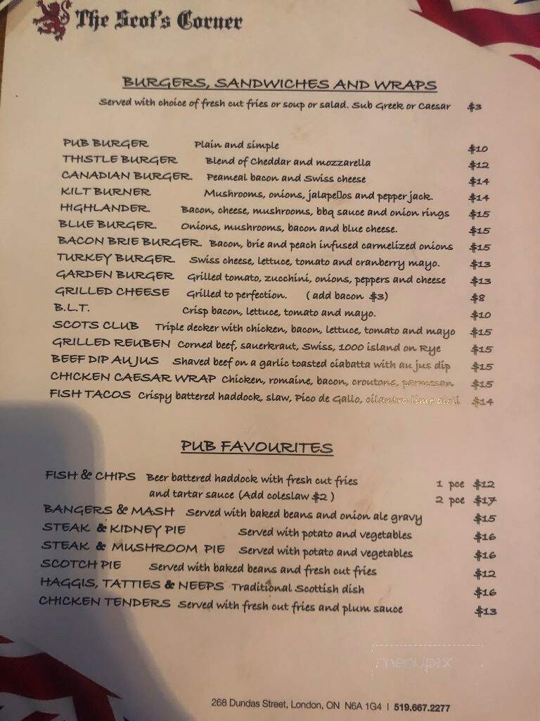 The Scots Corner - London, ON menu_pic