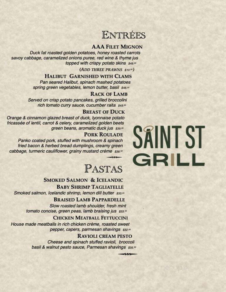 Saint St Grill - Port Moody, BC menu_pic