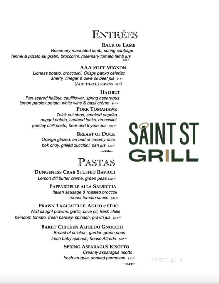 Saint St Grill - Port Moody, BC menu_pic