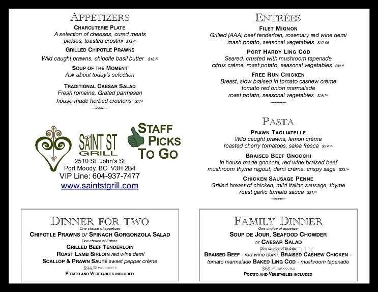 Saint St Grill - Port Moody, BC menu_pic