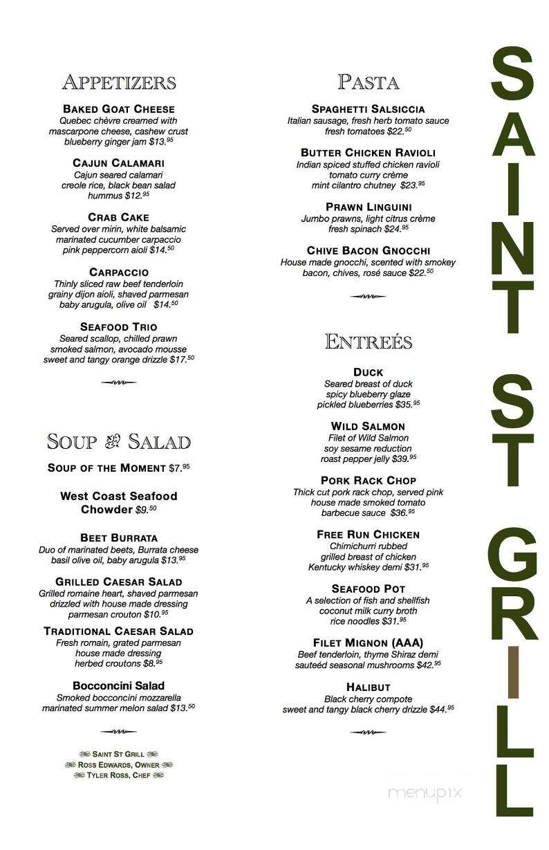Saint St Grill - Port Moody, BC menu_pic