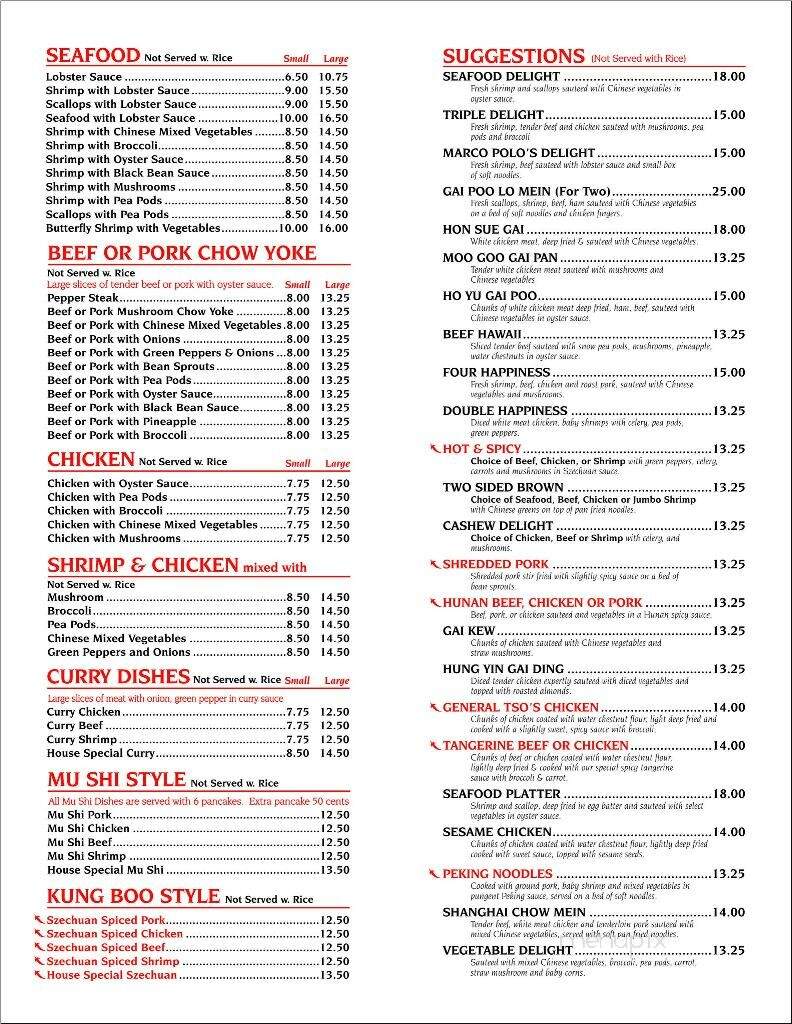 China Chef Restaurant - East Wareham, MA menu_pic
