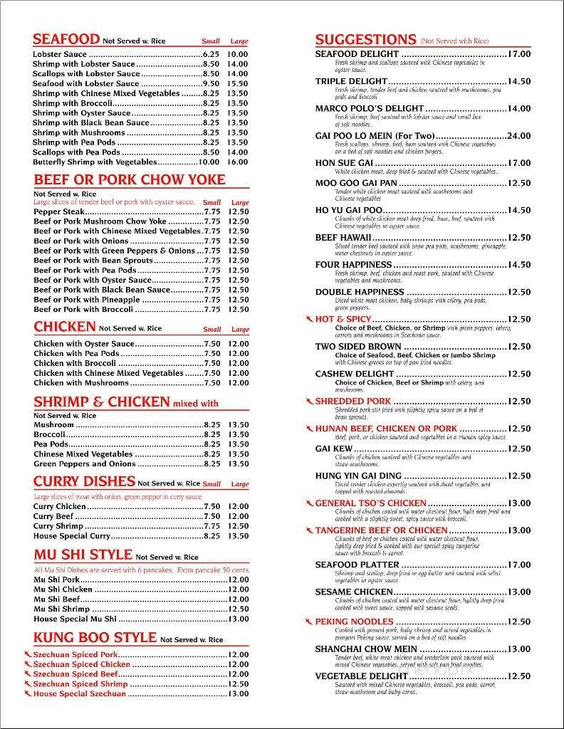 China Chef Restaurant - East Wareham, MA menu_pic