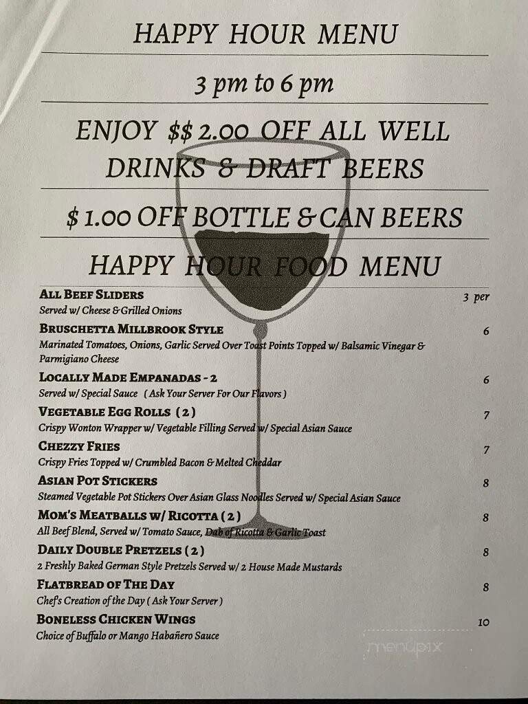 Millbrook Inn - Pond Eddy, NY menu_pic