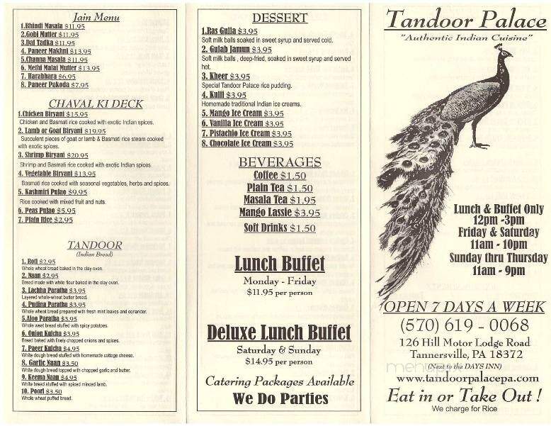 Tandoor Palace - Tannersville, PA