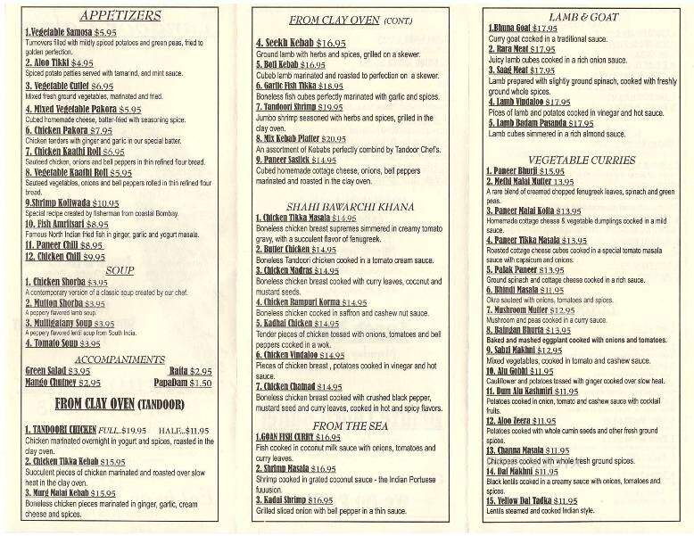 Tandoor Palace - Tannersville, PA menu_pic