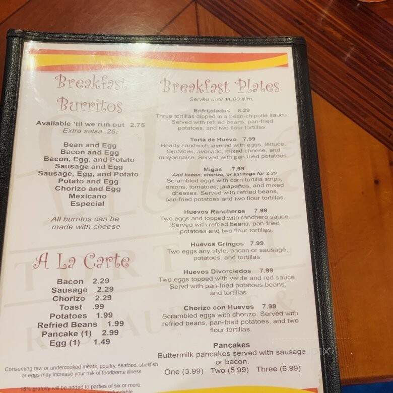 Hilda's Tortillas - Fredericksburg, TX menu_pic