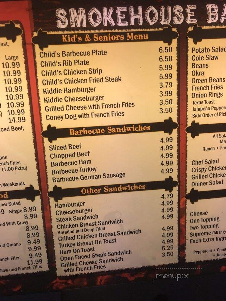 Smokehouse - Lindsay, TX menu_pic