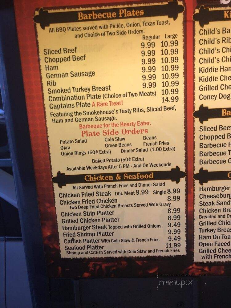 Smokehouse - Lindsay, TX menu_pic