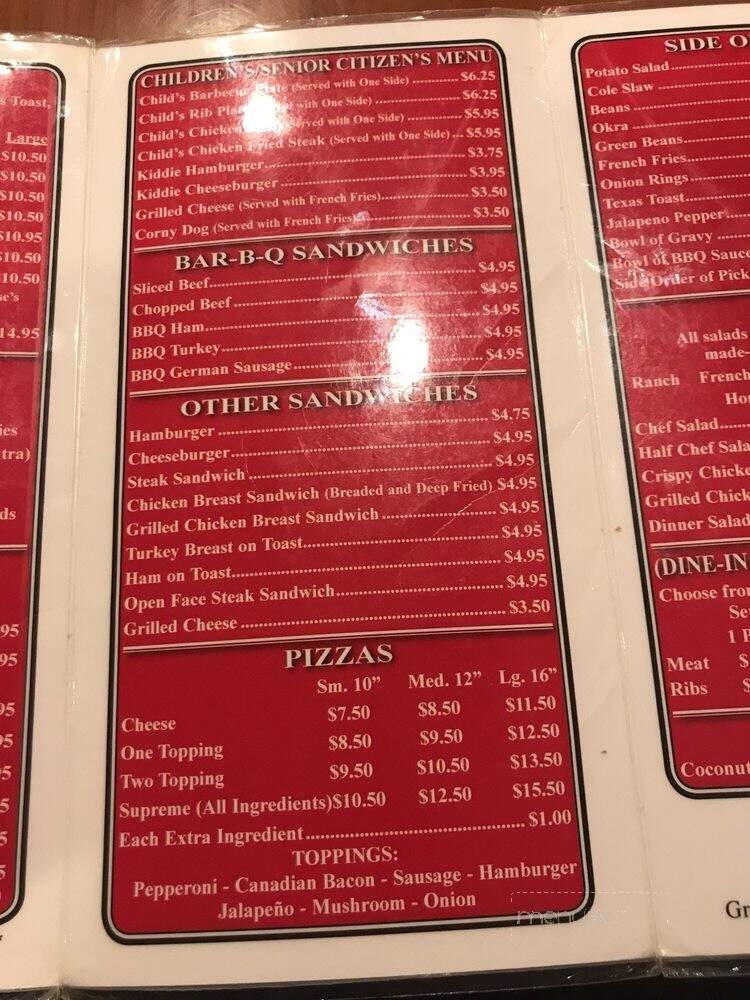 Smokehouse - Lindsay, TX menu_pic