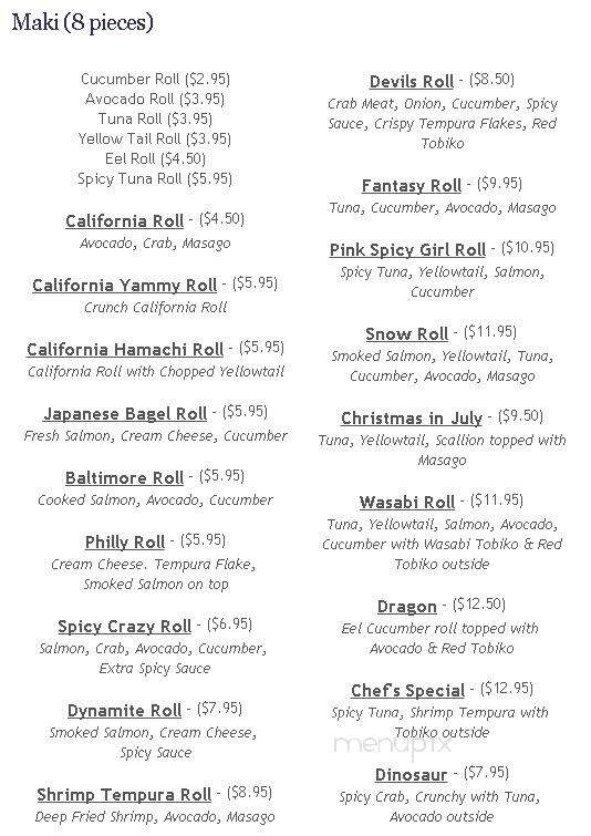 Kyoto Japanese Steak House - Harrisonburg, VA menu_pic