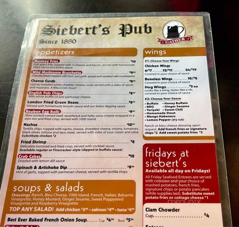 Sieberts Pub - Salem, WI menu_pic