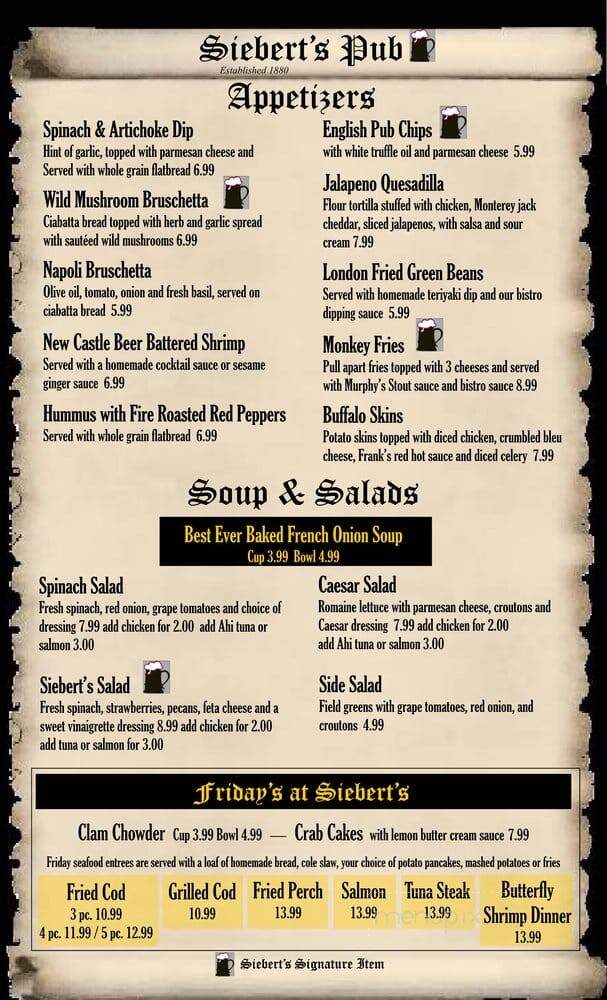 Sieberts Pub - Salem, WI menu_pic