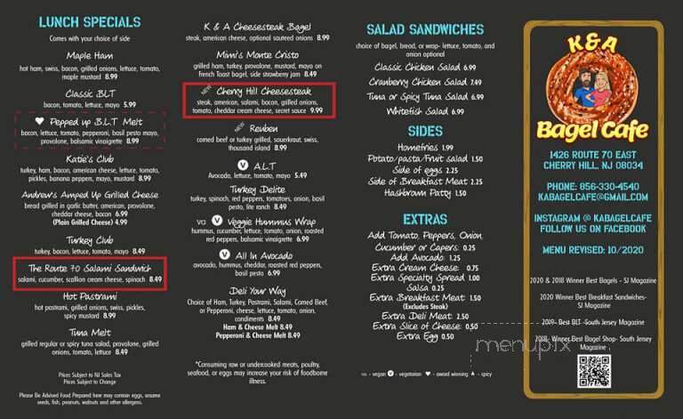 K & A Bagel Cafe - Cherry Hill, NJ menu_pic