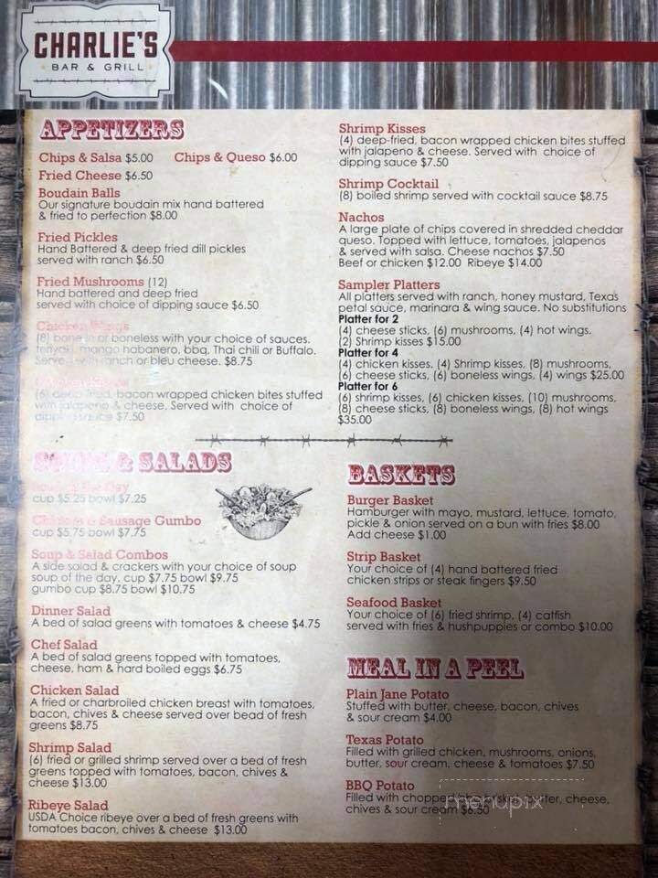 Charlie's Bar and - Winnie, TX menu_pic
