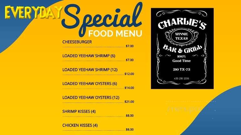 Charlie's Bar and - Winnie, TX menu_pic
