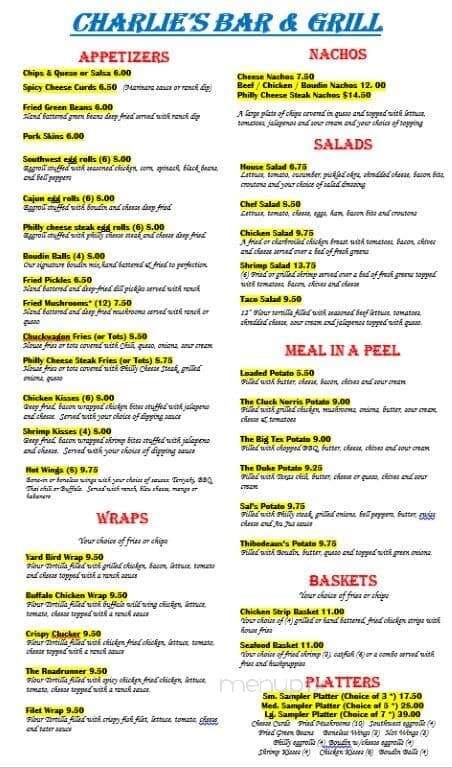 Charlie's Bar and - Winnie, TX menu_pic