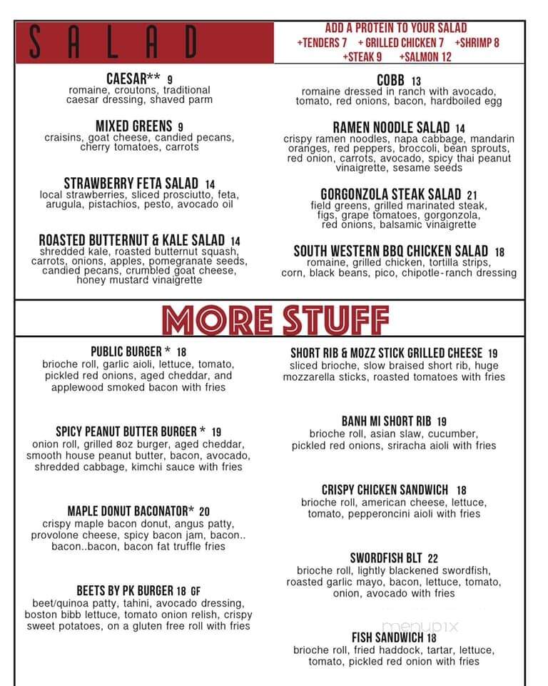 Public Kitchen - Wakefield, MA menu_pic