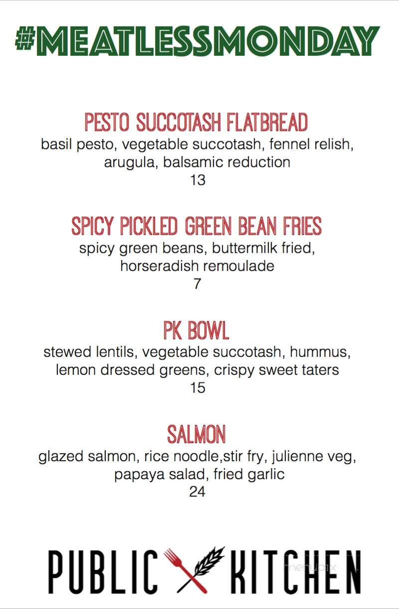 Public Kitchen - Wakefield, MA menu_pic