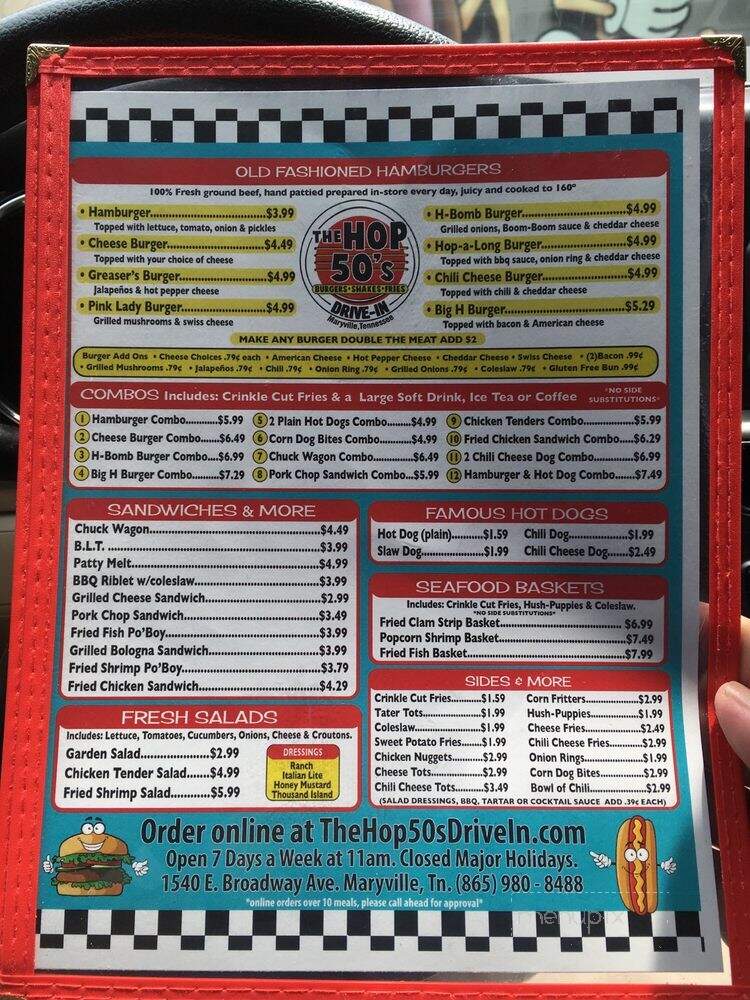 The Hop 50's Drive-In - Maryville, TN menu_pic