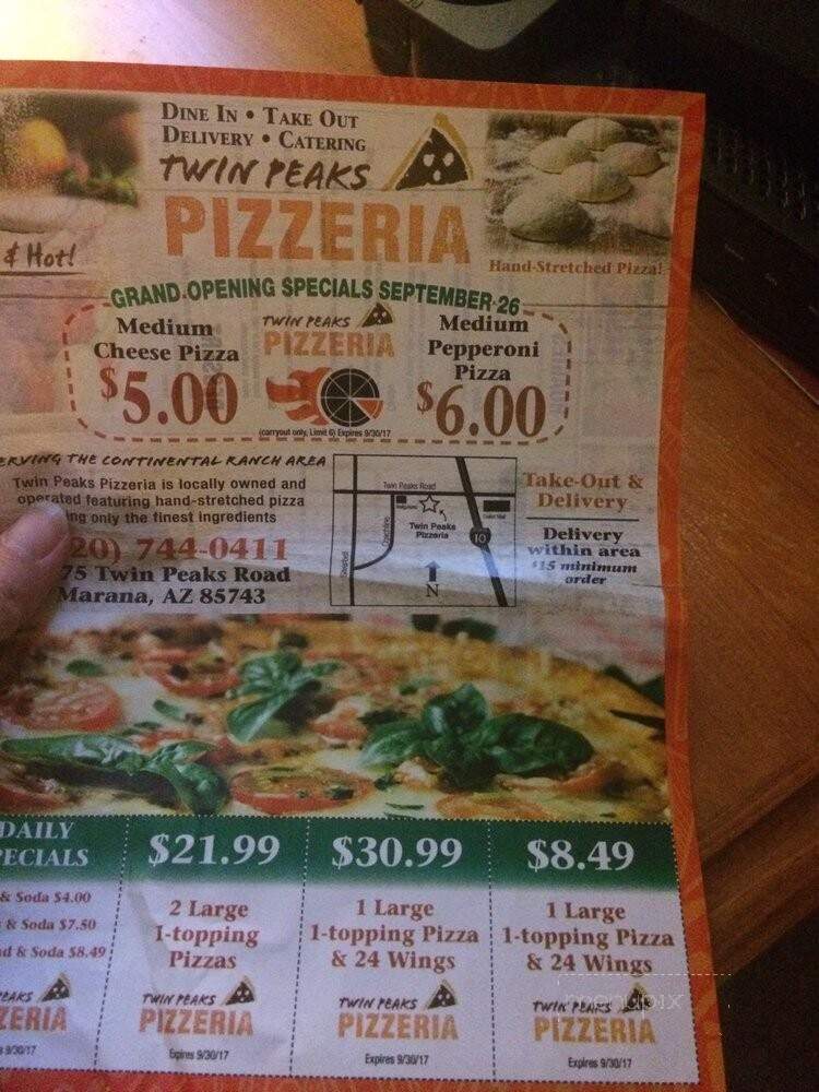 Twin Peaks Pizzeria - Marana, AZ menu_pic