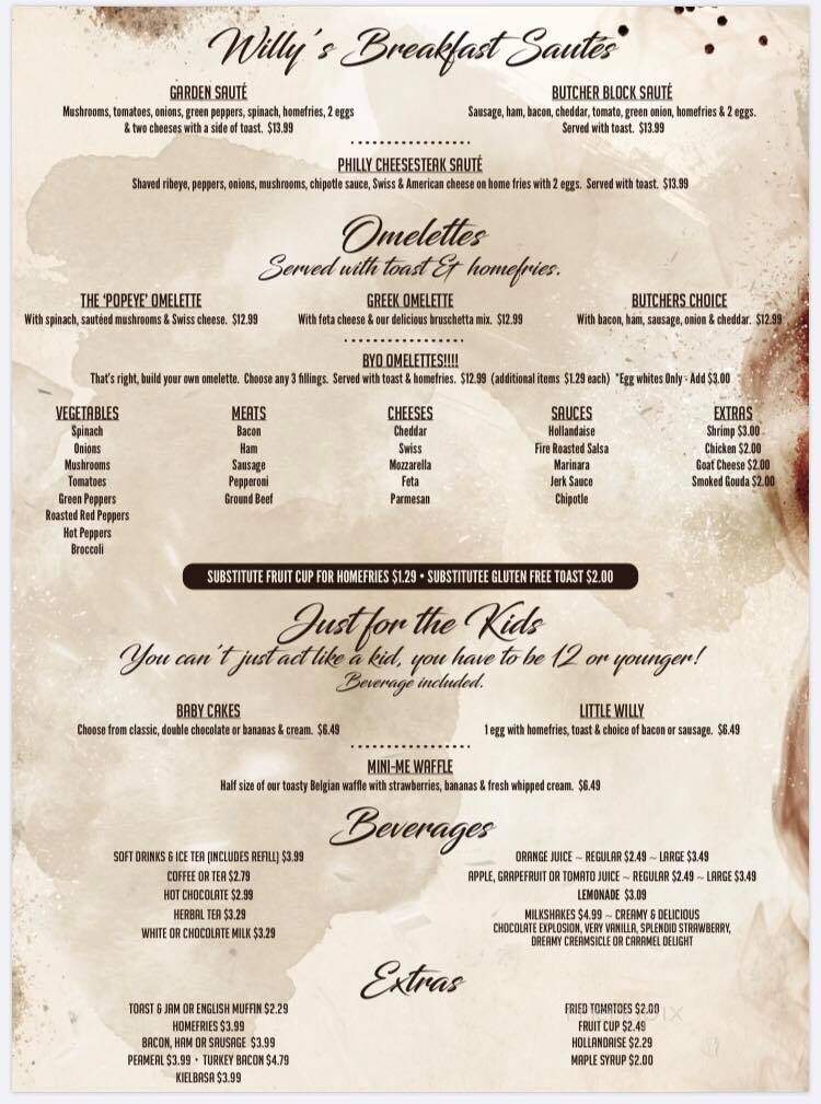 West Street Willy's Eatery - Goderich, ON menu_pic