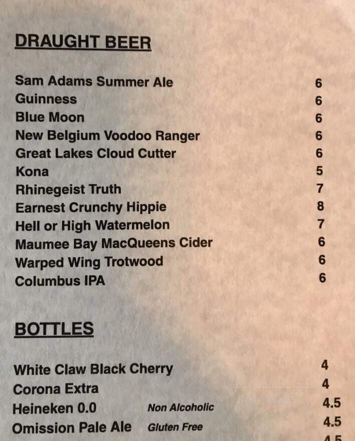 Levi & Lilac's Whiskey Room - Maumee, OH menu_pic
