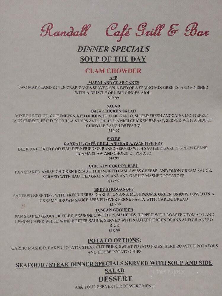 Randall Cafe Grill & Bar - Aurora, IL menu_pic