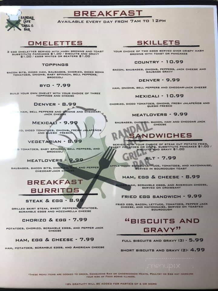 Randall Cafe Grill & Bar - Aurora, IL menu_pic