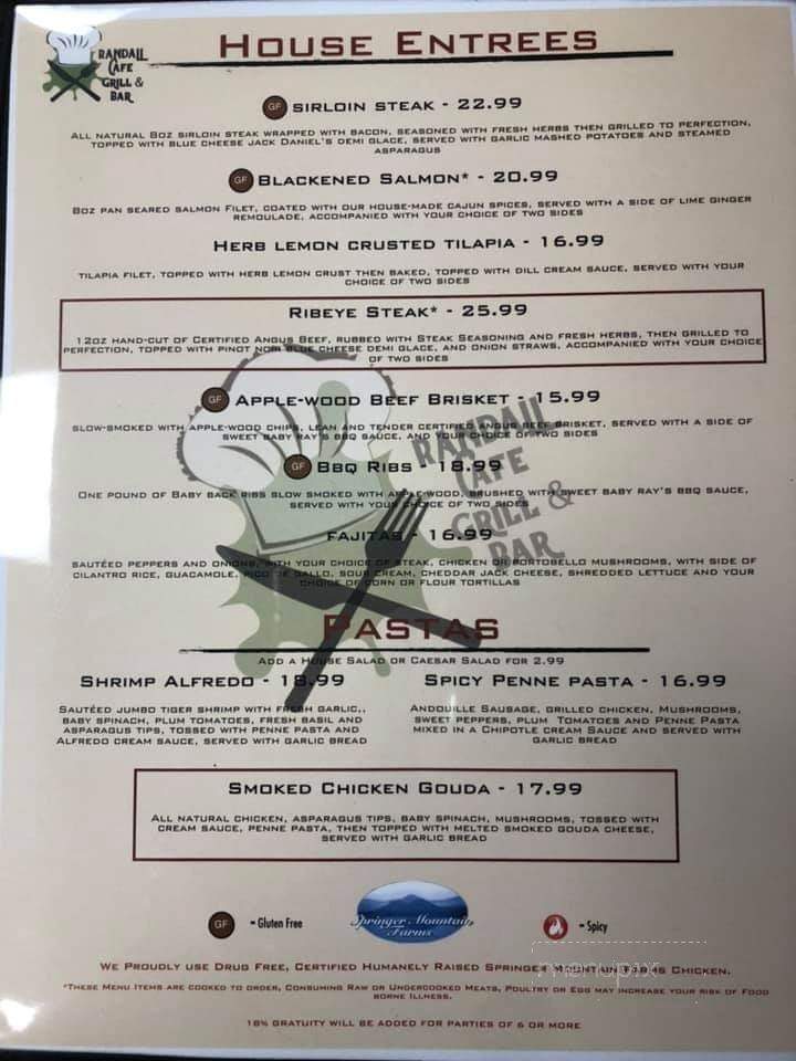 Randall Cafe Grill & Bar - Aurora, IL menu_pic