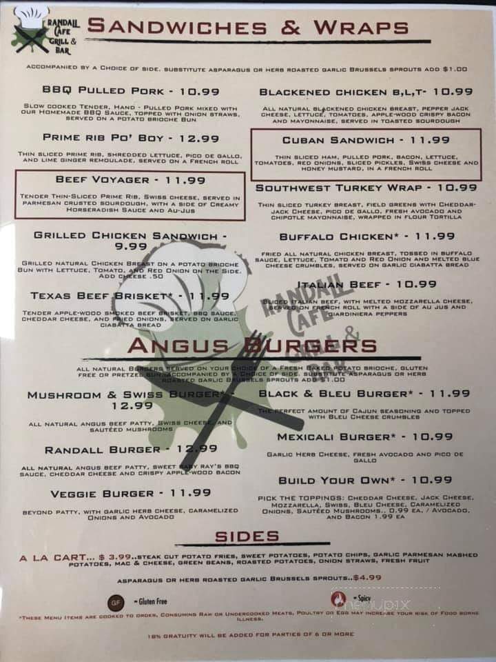 Randall Cafe Grill & Bar - Aurora, IL menu_pic