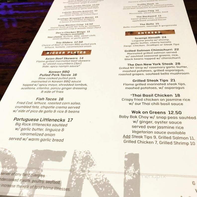 The Den Cape Cod - Dennis Port, MA menu_pic